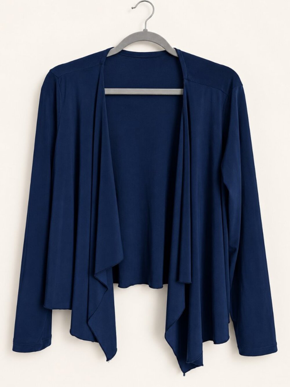 Attitudes Navy Blue Open Front Waterfall Cardigan Long Sleeve